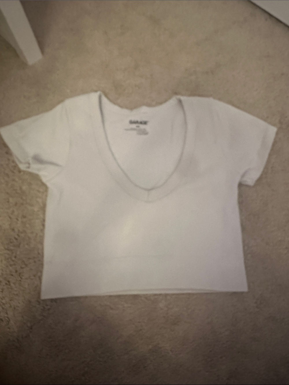 Garage White V-Neck Cropped Top